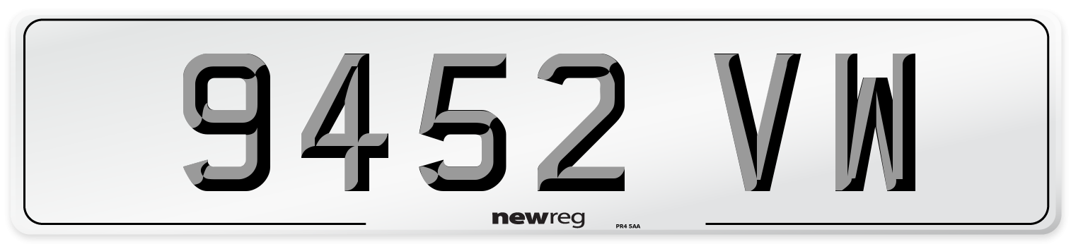 9452 VW Number Plate from New Reg
